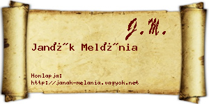 Janák Melánia névjegykártya